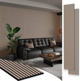 27052-p2-wn-awp Smartstandard 2 Pack 106 Inch X 20.5 Wood Slat Wall Panels Soundproof Walnut