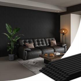 Awp-27032-p4-matteblack Smartstandard 4 Pack 105.9 Inch X 12.6 Wood Slat Wall Panels Soundproof Matte Black