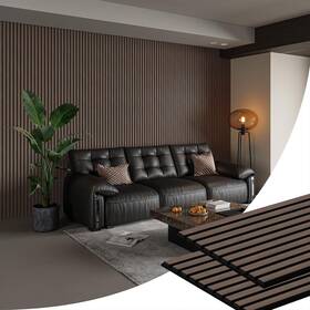 Awp-27052-p2-deepwalnut Smartstandard 2 Pack 105.9 Inch X 20.5 Wood Slat Wall Panels Soundproof Deep Walnut