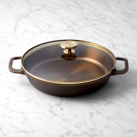 6590954 Smithey Seasoned Cast Iron Dual Handle Skillet With Lid