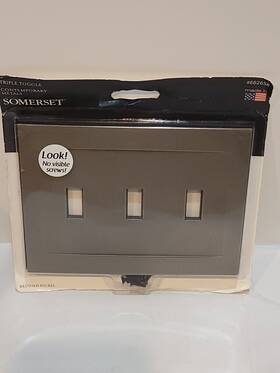 662658 Somerset Triple Toggle Wall Plate Hidden Screws Brushed Nickel #662658