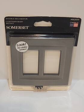 662659 Somerset Double Decorator Wall Plate Hidden Screws Brushed Nickel #662659