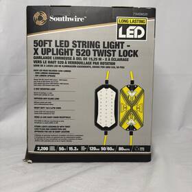 71x4sw520 Southwire 16/3 Sjtw 50ft Led String Light-x Uplight L5-20 Twist Lock