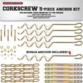 Msc-5672 Sportspower Corkscrew 5-piece Metal Ground Anchor Hardware Kit - Gold