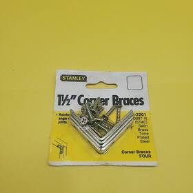 80-2201 Stanley Vintage 4 Corner Braces 1-1/2 Inch 16 Wood Screws Satin Brass