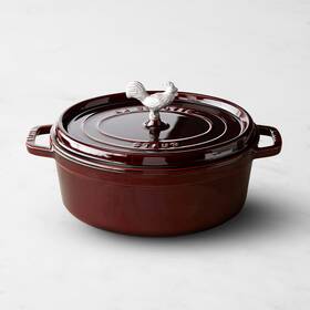 2454924 Staub Enameled Cast Iron Oval Dutch Oven 5 3/4- Quart With Animal Knob