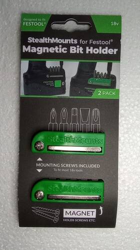 Bh-ft-grn-2 Stealthmounts Bit Holder For Festool Green 18v Magnetic 2 Pack