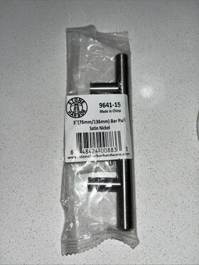 9641-15 Stone Harbor Hardware Bar Cabinet Pull 3 Inches 76 Millimeters 136mm Overall Length Satin Nickel X1