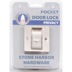 C825-15 Stone Harbor Hardware Premium Square Pocket Door Lock Privacy Bed/bath Latch Clear Pack Satin Nic