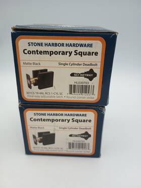 Hl030703 Stone Harbor Hardware 2 Keyed Alike Contemporary Square Deadbolt Sc Keyway Matte Black