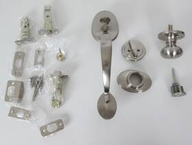 Hl100413 Stone Harbor Hardware Mill Creek Handleset With Highland Knob Sc1 Keyway Satin Nickel