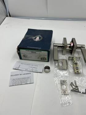 Hl700430 Stone Harbor Hardware Vienna Door Lever Square Rosette Passage Hall Closet Latch Satin Nickel