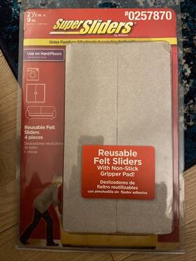 0257870 Supersliders Reusable Furniture Sliders 4 Pieces 2-1/2 Inch X 9 New In Package
