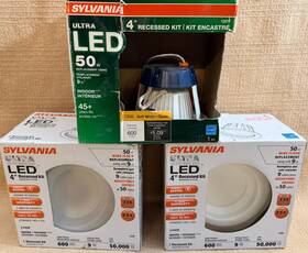 Sylvania 046135742897 Lot Of 3 Ultra Led 4 Inch Recessed Kit 50w 9w 50/9 Watt Wide Flood Lights