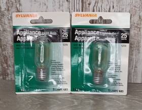 18365 Sylvania Lot Of 2 Appliance Light Bulb 25 W T8 Lamp Intermediate Base