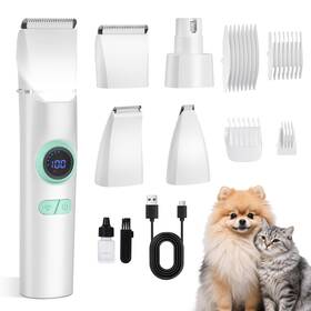 2502 Tbteek Dog Clippers With Led Light Cordless Grooming Kit 5 In 1 White