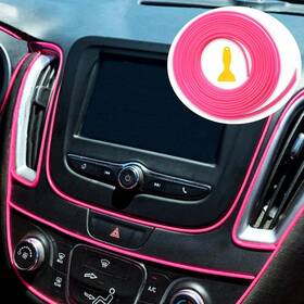 Gold10 Tikun Tech Car Interior Decorative Molding Door Panel Dashboard Gap Trim Strip 10ft Pink