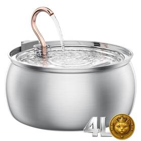 Pet-wfb-hq002nc-us Tomxcute Cat Water Fountain - 4.0l/135oz Gooseneck Stainless Steel Color