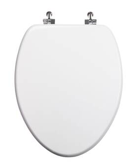 6tsue9999cp Topseat Elongated Toilet Seat With Chromed Metal Hinges Wood White