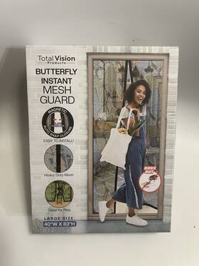 Total Vision 817644018540 Instant Screen Butterfly Print Mesh 40 Inch X 83 Magnetic Closure No Bugs