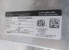 Bayhtr1408000c Trane 8 Kw Electric Heat Kit 208/240/60/1 Amps 32 203915 #16