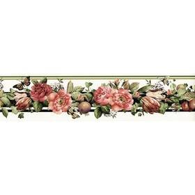 Mm4787 Trimz Wallpaper Border Red Cabbage Roses Fruits And Butterflies Kitchen &