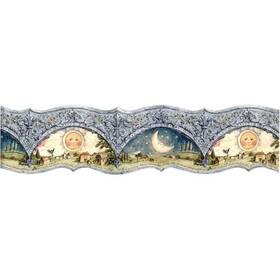 Mm4789 Trimz Wallpaper Border Whimsical Sun And Moon Scalloped Floral &