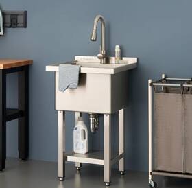 Ctha-0318 Trinity Stainless Steel Utility Sink 18x16x13 With Pull-out Faucet Laundry Garage