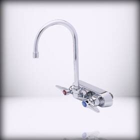 B-1146 Ts Brass T&s - Wall Mount Workboard Faucet. 4 Centers With Gooseneck Chrom