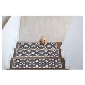 Sult-stairtre-gry-13pk-ca Ucai Rugs Stair Treads Collection Carpet Runner Strips By The Sultans Gray And White