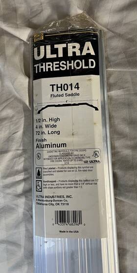 Th014 Ultra Threshold Fluted Saddle Aluminum 72in Long 4in Wide 1/2in High