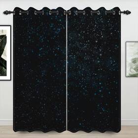 Umpoo 107x245lbk00872 42x96 Inch Starry Sky Blackout Curtains Glowing Twinkle Blue Stars Glitter Ga