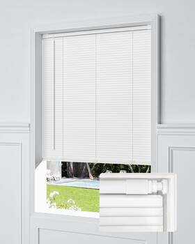 Uni001-lpvcn Unishades No Tools Drill Cordless Mini Blinds 100% Privacy L-shaped Blades 1 Inch Vinyl