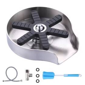 Vevetta 445042293257 4 Inch Stainless Steel Glass Rinser Cup Washer With Silicone Blade And Supply Lin