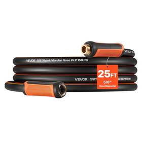 Vevor 197988170600 Garden Hose 25 Ft 5/8 Inch Heavy Duty 4-layer Rubber Orange Black