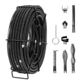 Fdsdl58in100opwknv0 Vevor 100ft X 5/8 Inch Sewer Drain Auger Cable With 7 Cutters For 0.8 To 3.9 Pipe-nob