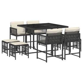3211515 Vidaxl Patio Dining Set With Cushions Outdoor Furniture Light Gray Poly Rattan