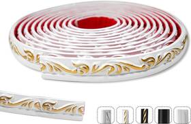 0503 W&s Wood & Stone 747607229044 Peel And Stick Flexible Chair Rail Molding Wall White Gilded Crown