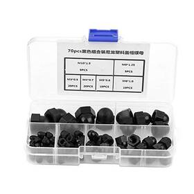 Walfront 719527216848 70pcs Black Nylon Acorn Hex Nuts M3/m4/m5/m6/m8/m10