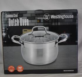 Westinghouse 659459269348 7-quart Stainless Steel Dutch Oven With Glass Lid New