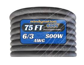 6g-3c-soow-75f Windynation 75 Ft. 6/3 6 Gauge 3 Conductor 600-volt Black Soow Cord - No Box
