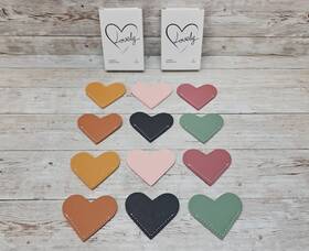 Winjeto X003poee8n Leather Heart Bookmarks - 12 Pieces Cute Corner Page Book Marks Colors
