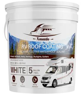 Xmntdo 635412008995 Rv Roof Coating White 5 Gallon Waterproof Solar Reflective Flexible