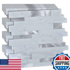 B0fsl4kyjc Xuaniny 10-sheet Peel And Stick Metal Backsplash Tiles Self Adhesive Brushed