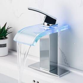 Y-bb-dw01 Y-garhe Led Bathroom Faucet Chrome Waterfall Sink 1 Hole 4 Inch Ce