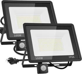 100w Yaaluoney 683770064979 Motion Sensor Led Flood Light 2 Pack Ip66 Waterproof Exterior Security O