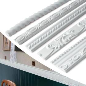 Yefanxi 1.96in 0.43in Self-adhesive Flexible Chair Rail Classic Wall Molding Pvc Decorative White T