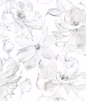 Psw1530rl York Wallcoverings 5981 Grey Floral Dreams Premium Peel And Stick Wallpa