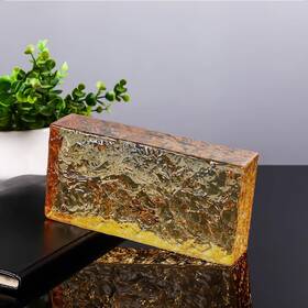 Yellow1 Yutianli Yellow Transparent Ice Crystal Patterned Glass Blocks Wall Decor Sol