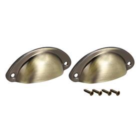 Zaplyte 609876727532 Cup Drawer Pull Kitchen Cabinet Handle Bronze Tone 66mm Hole Centers 2pcs